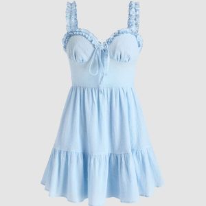 cider ruffle hem mini dress